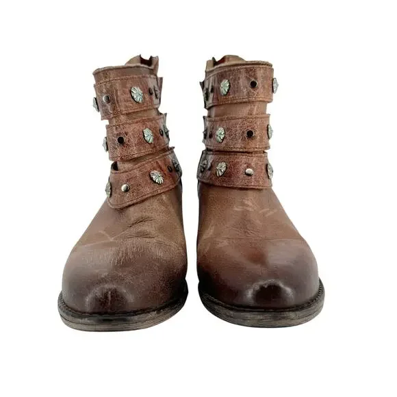 Circle G Corral Western Boots Studded Brown Leather Cowgirl Boots 7.5 Distressed - Picture 5 of 9